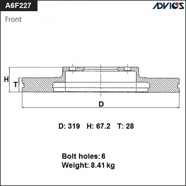 Диск тормозной - ADVICS A6F227B