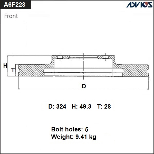 Диск тормозной - ADVICS A6F228B