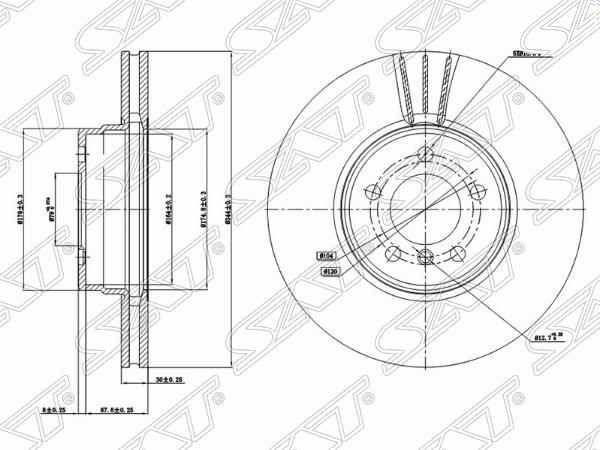 Диск тормозной перед - SAT STSDB000201