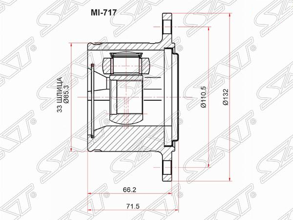 Шрус внутренний RH mitsubishi l200 kb4t05-14pajeromontero sport kh4689w | перед прав | - SAT MI717