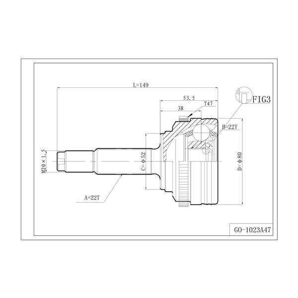 Шрус привода , с ABS | перед | - DOUBLE FORCE DFCV825