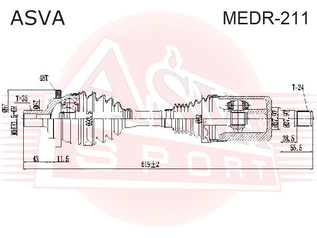 Приводной вал правый | перед прав | - Asva MEDR-211