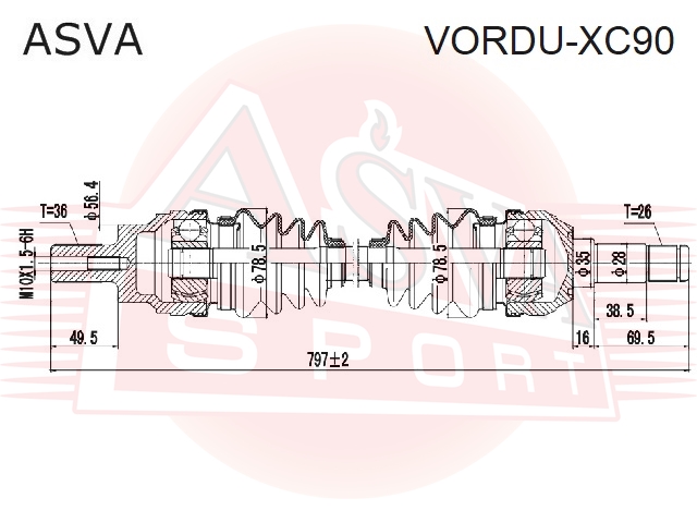 Приводной вал задний | зад | - Asva VORDU-XC90