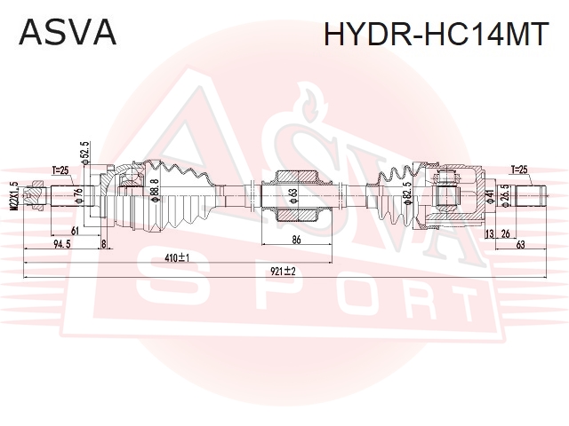Привод передний правый | перед прав | - Asva HYDR-HC14MT