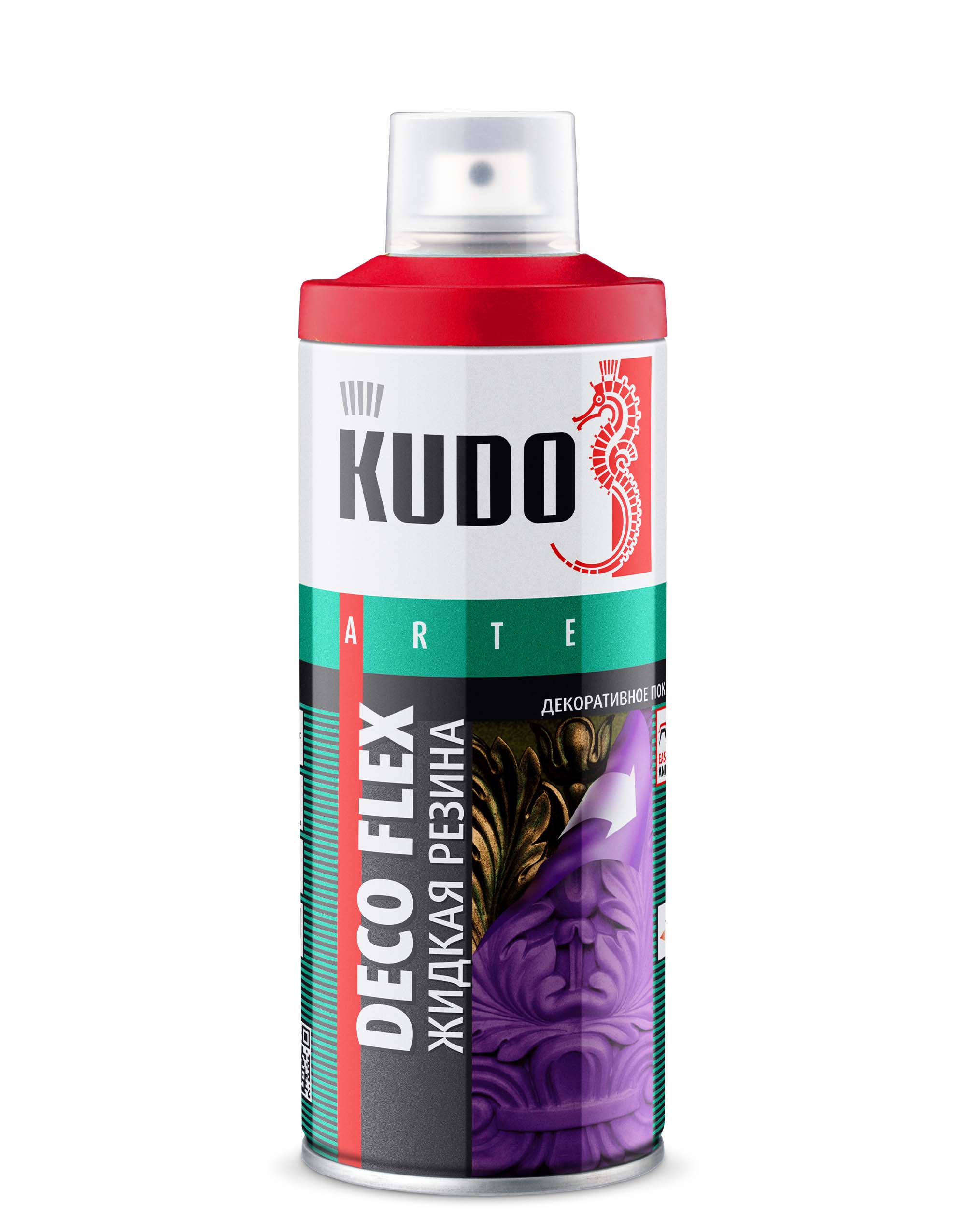 Ku-5324 Краска для декоративных работ deco flex (жидкая резина) флуоресцентная красная - KUDO KU5324