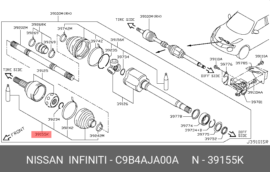 пыльник шрус - Nissan C9B4A-JA00A
