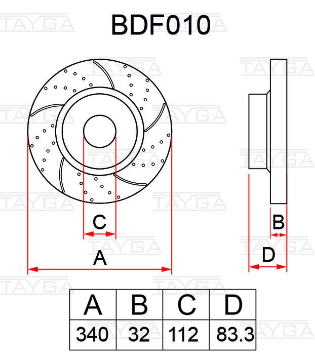 Диск тормозной передний toyota lc200 - Tayga BDF010