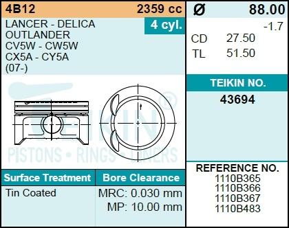 Поршень двигателя hyundai ix35 (09-13) - Teikin 43694050