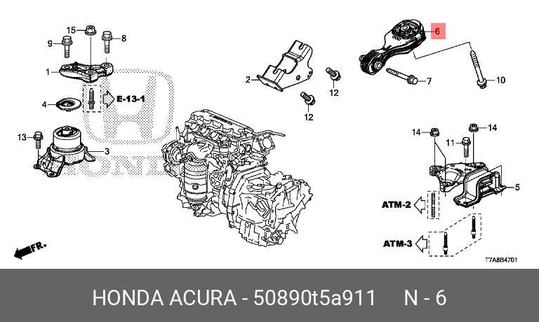 Подушка коробки скоростей - Honda 50890-T5A-911