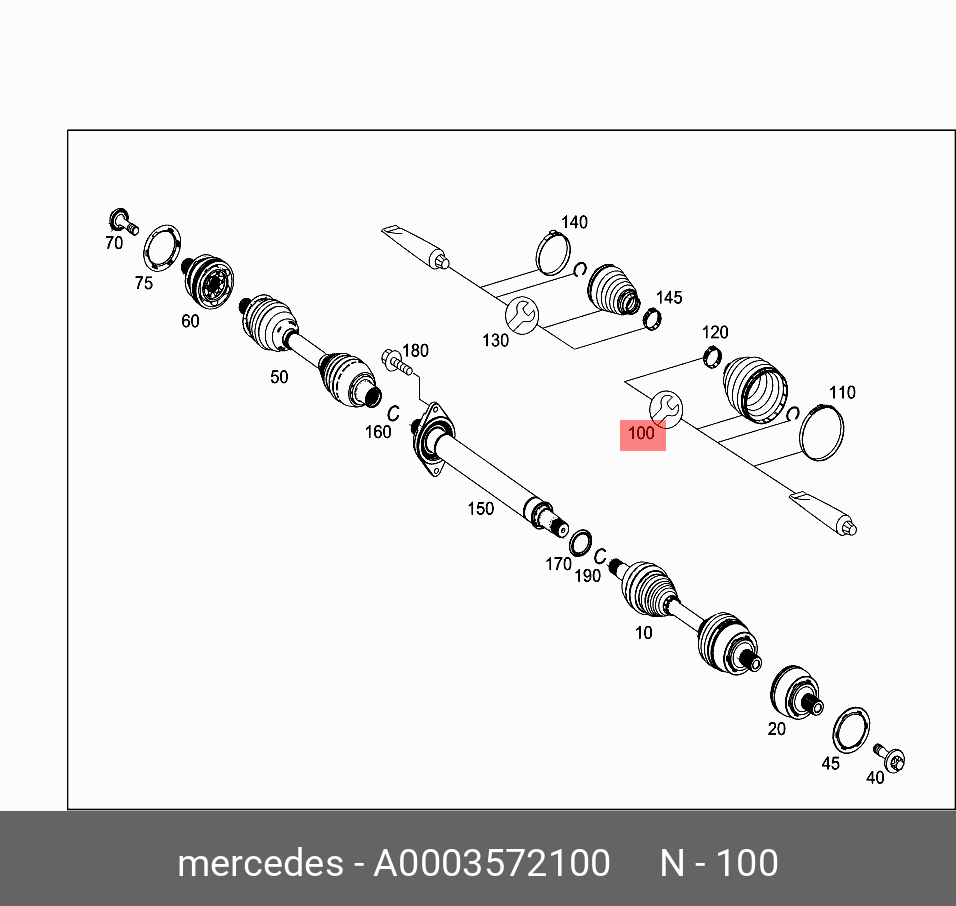 Комплект пыльника полуоси - Mercedes A0003572100