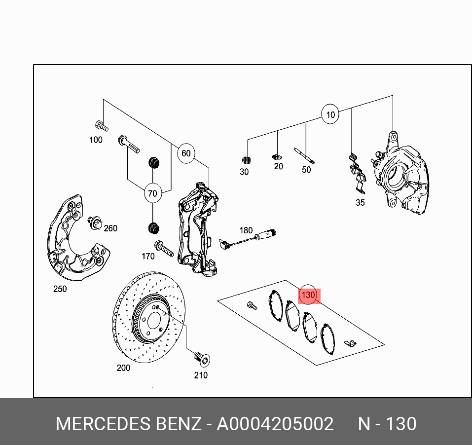Колодки тормозные дисковые - Mercedes A0004205002