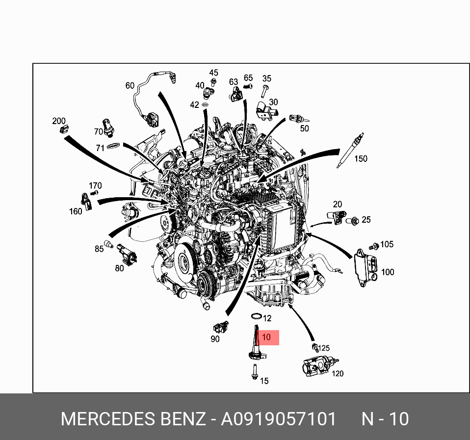 Датчик уровня масла двигателя - Mercedes A0919057101