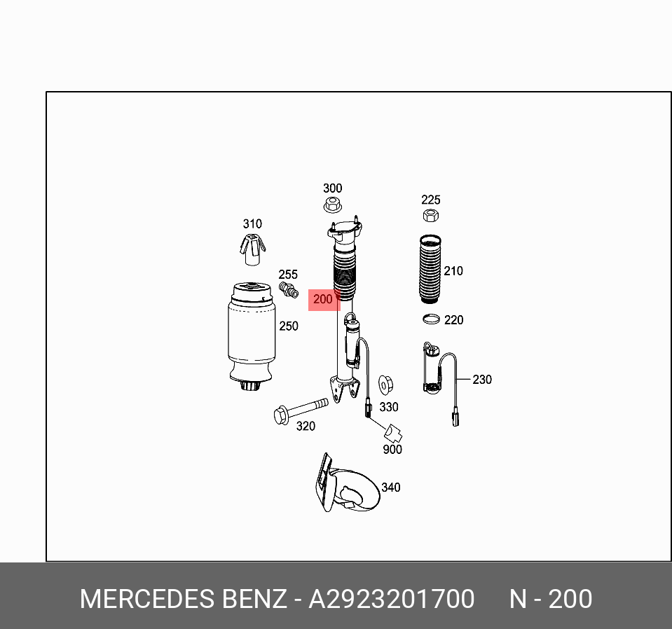 Амортизатор подвески - Mercedes A2923201700