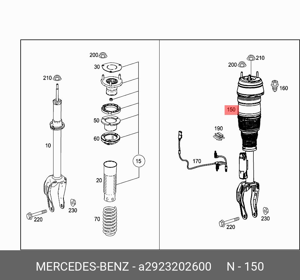 Амортизатор передний правый - Mercedes A2923202600