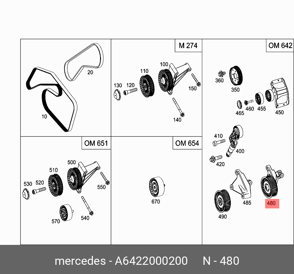 Ролик обводной - Mercedes A6422000200