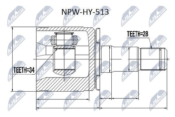 NTY шрус наружный | перед лев | - NTY NPW-HY-513