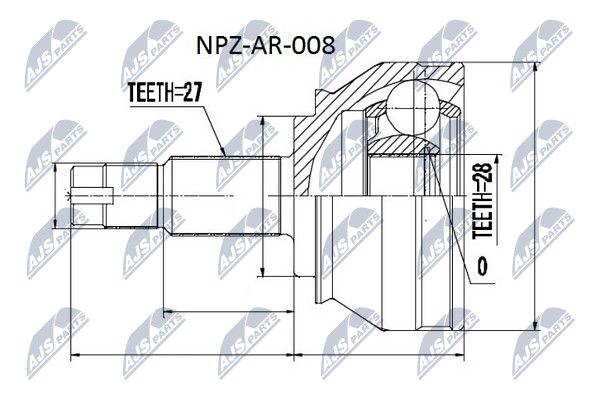 NTY шрус наружный - NTY NPZ-AR-008