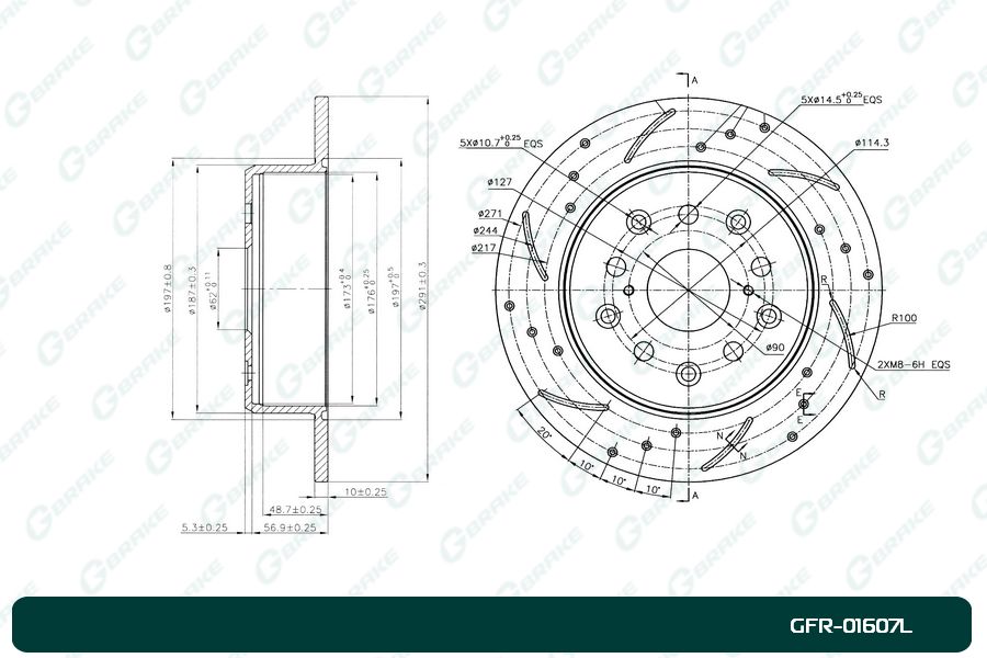 Диск тормозной перфорированный g-brake gfr-01607l левый - G-brake GFR01607L