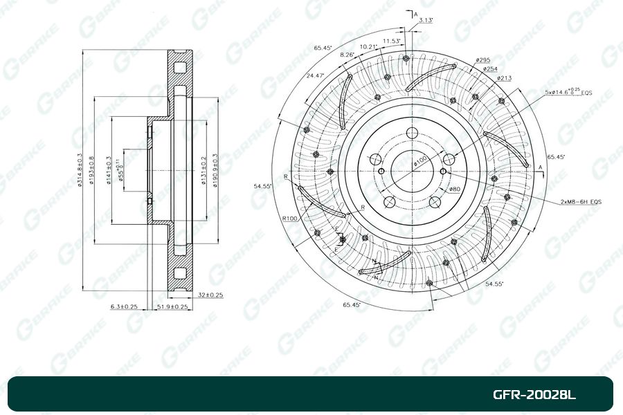 Диск тормозной перфорированный вентилируемый g-brake gfr-20028l левый - G-brake GFR20028L