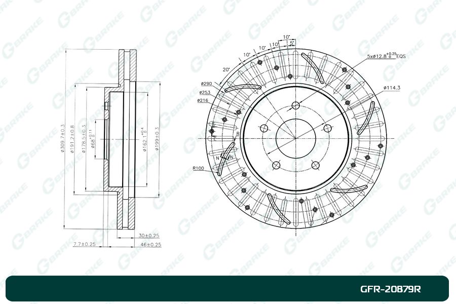 Диск тормозной перфорированный вентилируемый g-brake gfr-20879r правый - G-brake GFR20879R