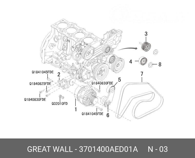 Ролик ремня генератора (дизель) - Great Wall 3701400AED01A