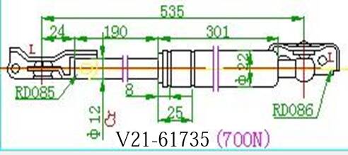 Амортизатор багажника jett  v21-61735 - JETT V2161735