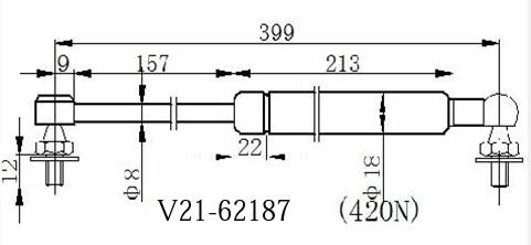 Амортизатор капота jett  v21-62187 - JETT V2162187