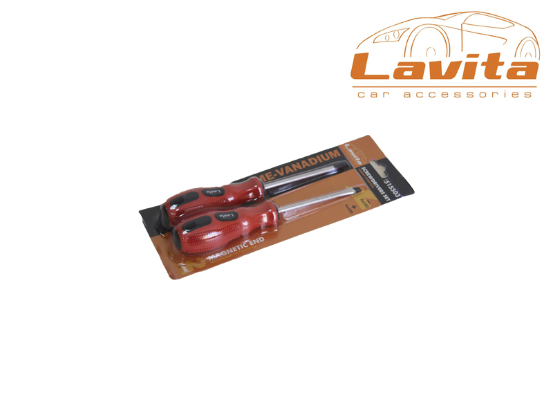 Отвёртки 2ШТ шлицевая sl6*100 - крестообразная ph2*100мм с магнитным н - Lavita LA515503