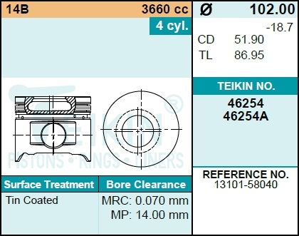 Поршень двигателя teikin 46254a STD (4шт/упак) - Teikin 46254ASTD