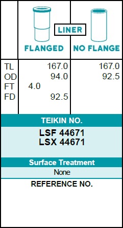 Гильза блока цилиндров teikin lsx44671 (4шт/упак) НЕ хонингованная - Teikin LSX44671