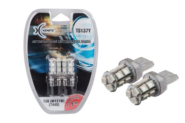 Светодиодная лампа w21w (7440) (ts-137y (желтый) (блистер 2 шт.) Гарантия 1 год) - XENITE 1009301