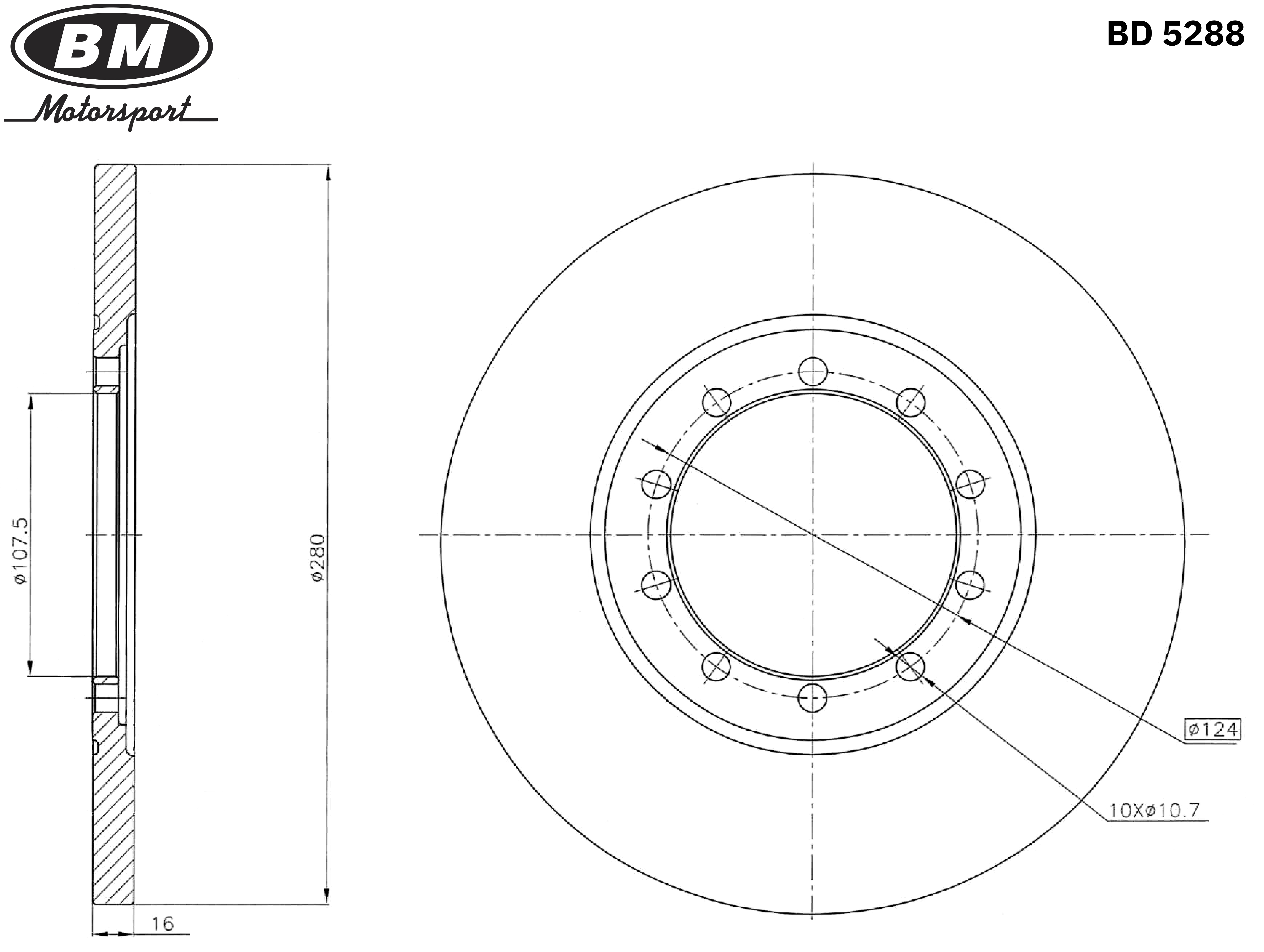 Диск тормозной задний (1шт.) ford transit  /1/ - BМ-Motorsport BD5288
