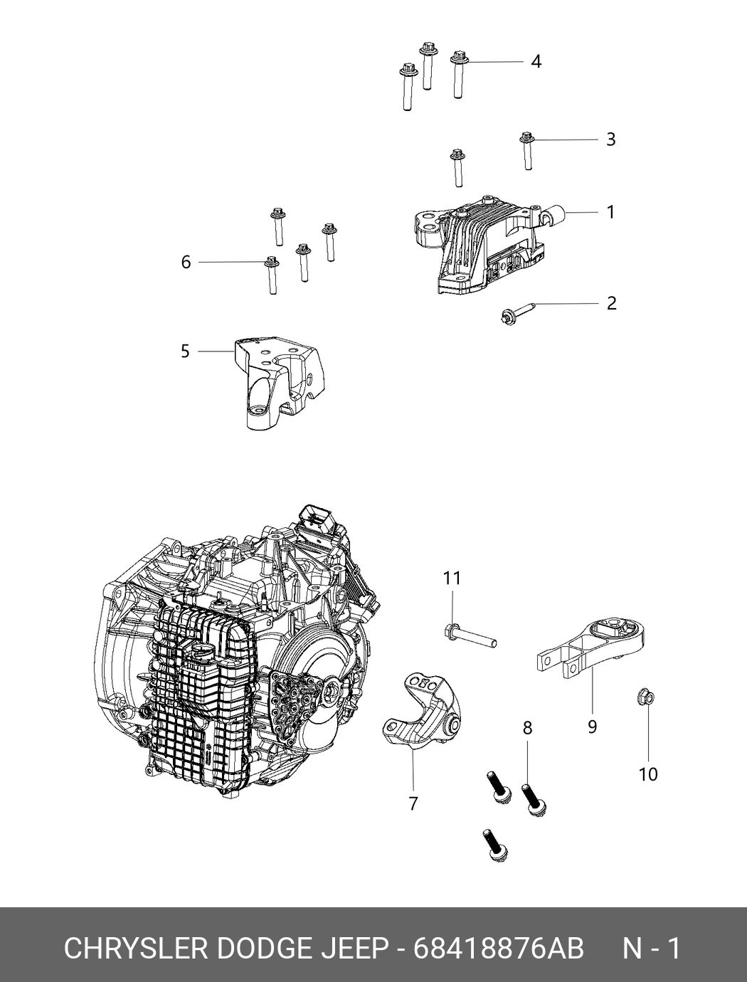 Опора двигателя левая - Chrysler 68418876AB