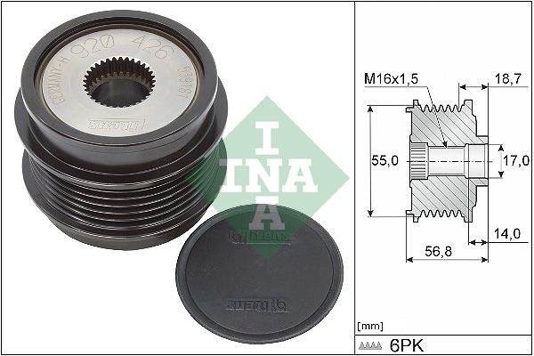 Шкив обгонный генератора - INA 535034110