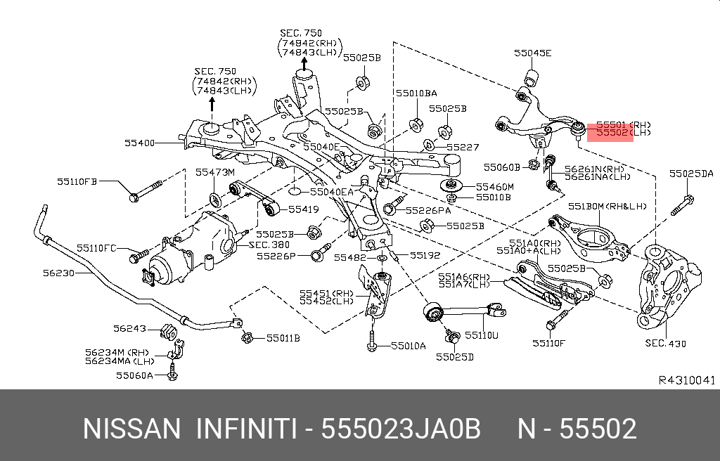 Рычаг подвески - Nissan 55502-3JA0B