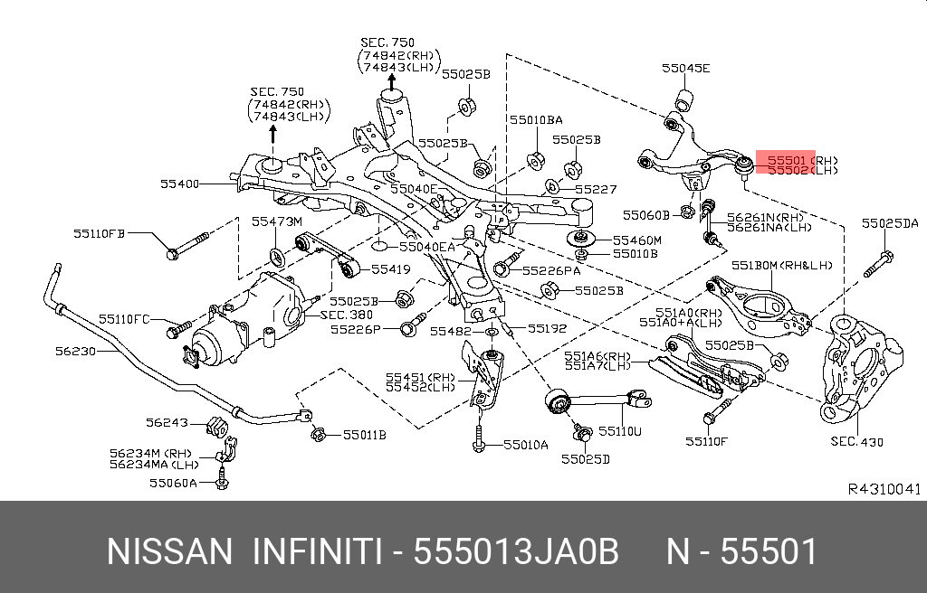 Рычаг подвески - Nissan 55501-3JA0B