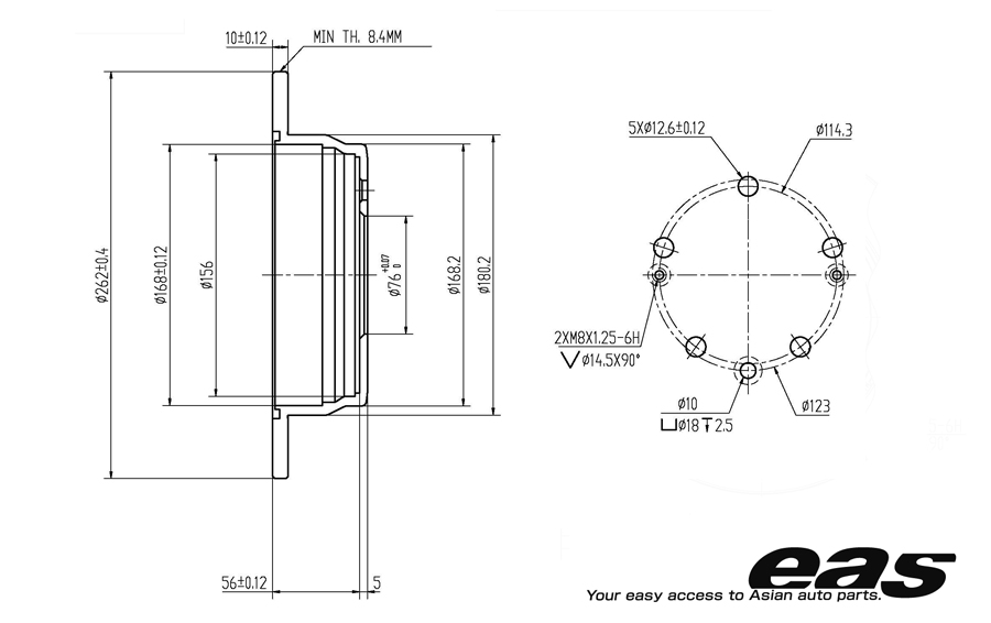 Диск тормозной задний - EAS EBD10038