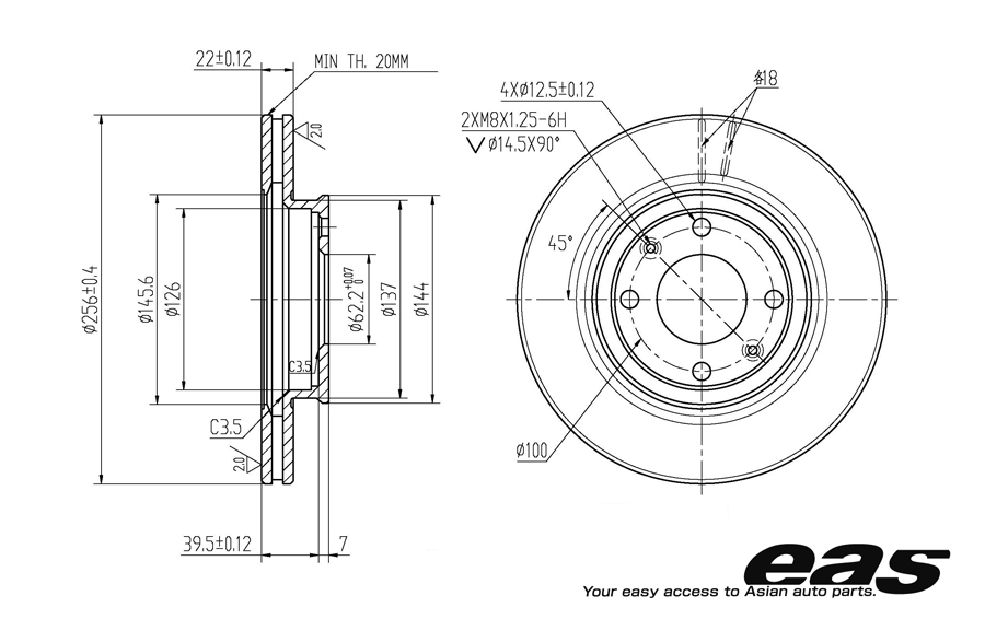 Диск тормозной передний - EAS EBD10033