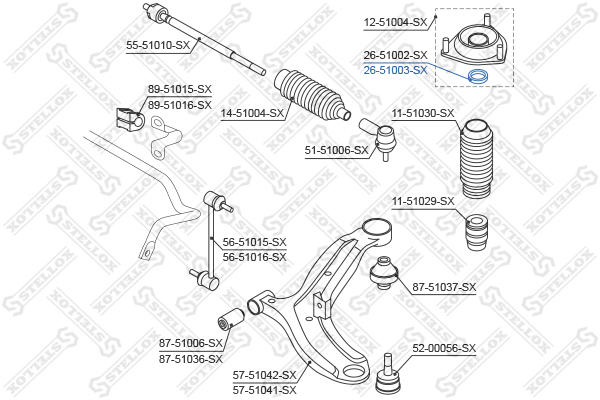 Подшипник опоры аморт. Hyundai Getz 04> | перед | - Stellox 26-51003-SX