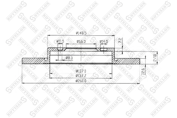 Диск торм. пер. BMW E30 1.6-1.8 m10/m40 | перед | - Stellox 6020-1516-SX