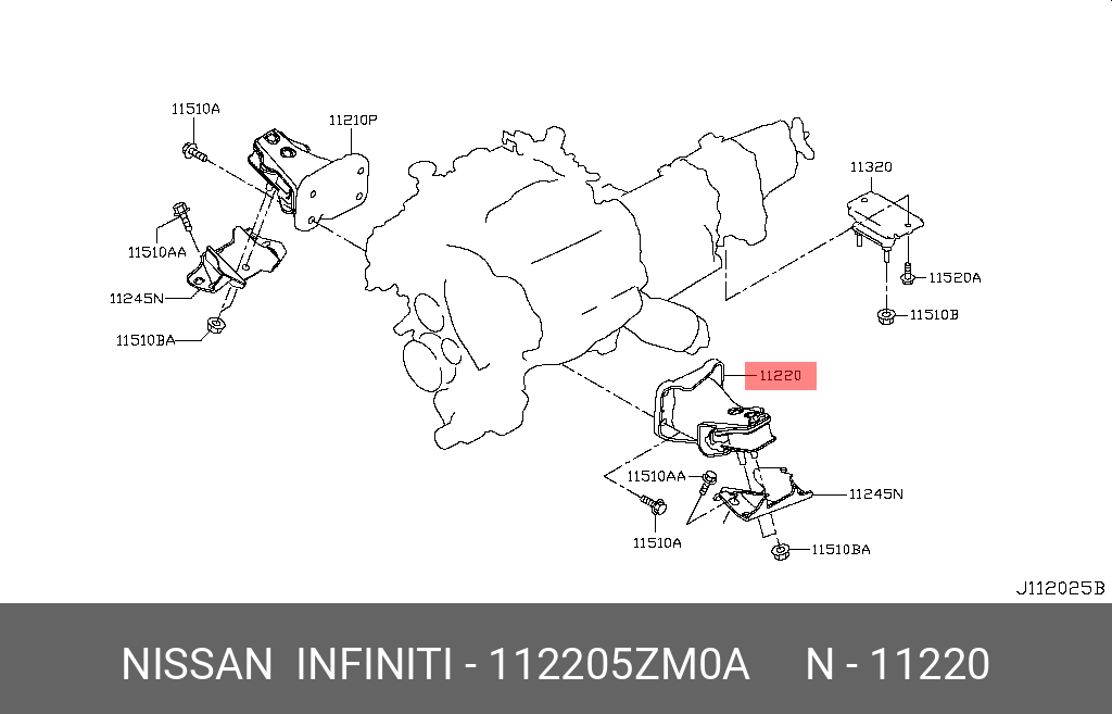 Подушка двигателя - Nissan 11220-5ZM0A