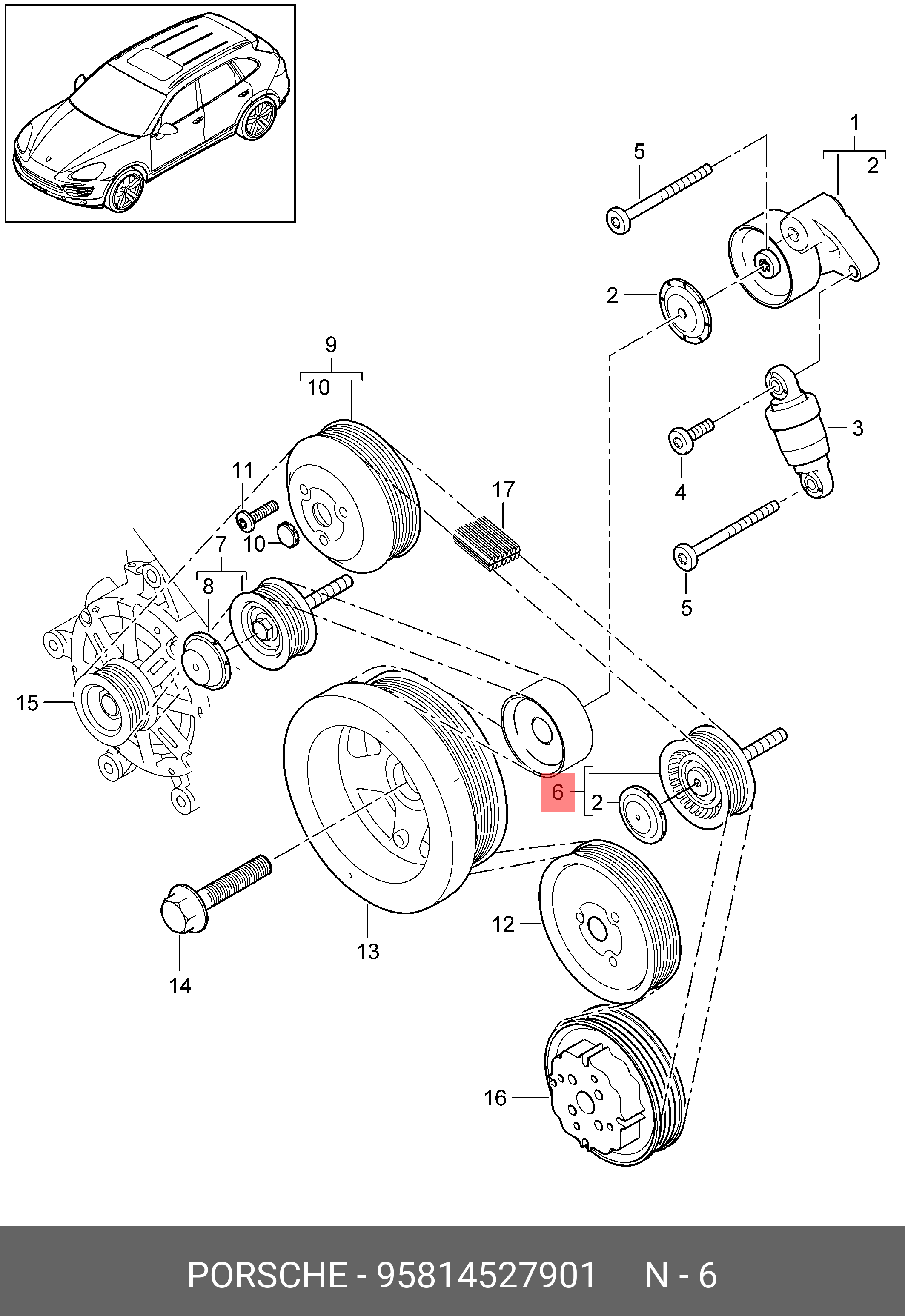95814527901 Ролик приводного ремня - Porsche 95814527901