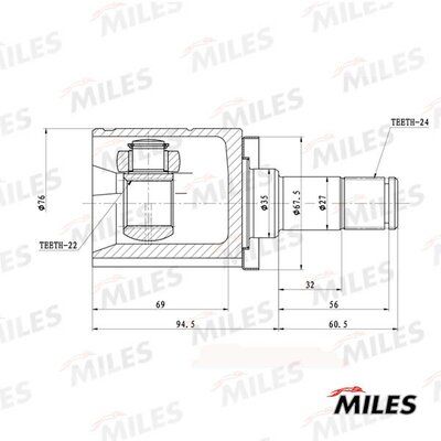 Шрус lada x-ray 15- внутр.(КПП vaz) - Miles GA10120