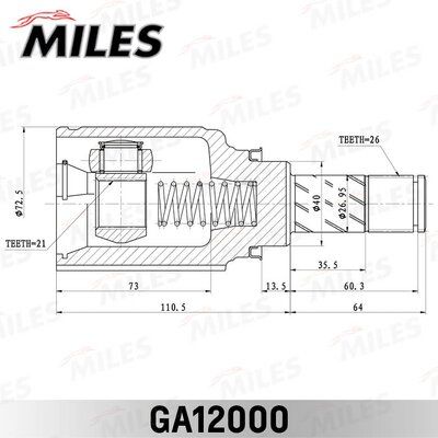 Шрус lada vesta x-ray 15- внутр прав кпп renault jh3 Miles GA12000 3556₽