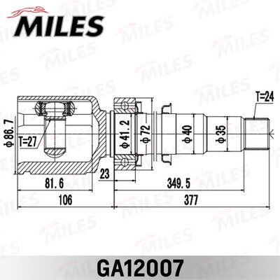 Шрус toyota camry acv40/gsv40 2006- внутр. правый - Miles GA12007