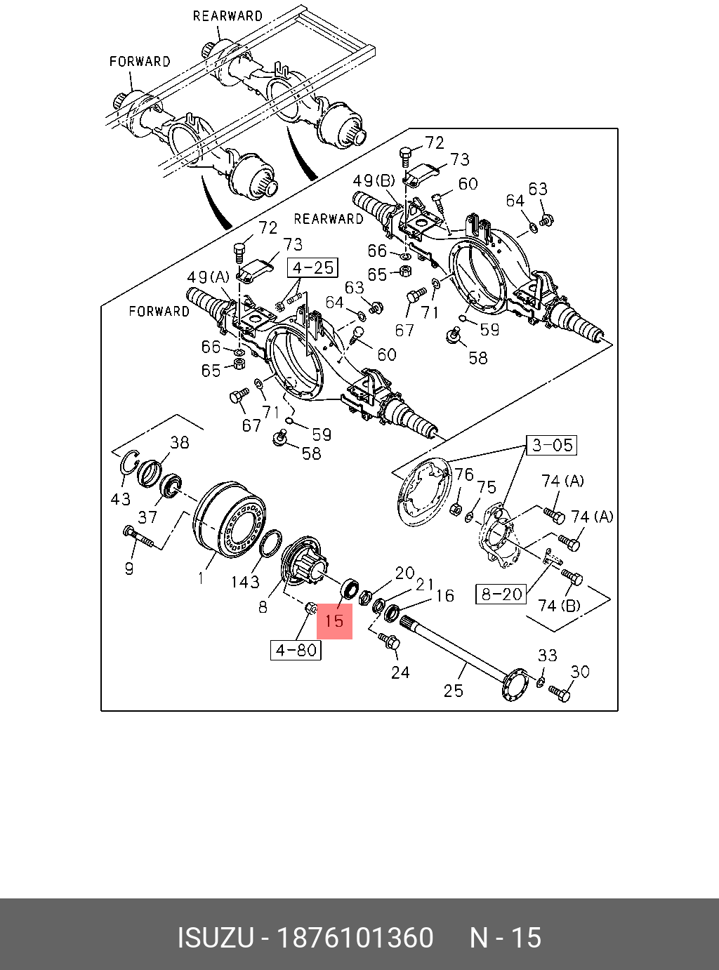 Подшипник ступичный 1-87610-136-0/32218/1-09812-080-0/ms556522/38440-49000/53610-74000 #700 orig Chi - Isuzu 1876101360