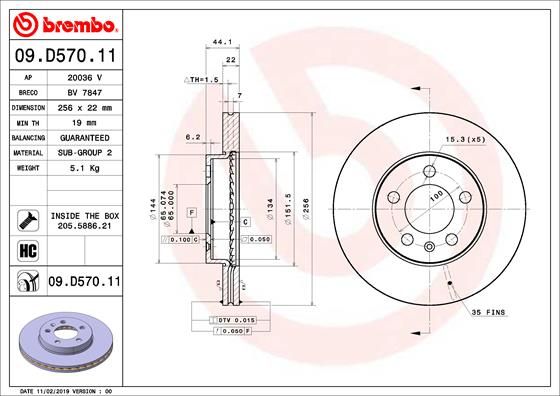 Диск тормозной UV Coated | перед | - Brembo 09.D570.11