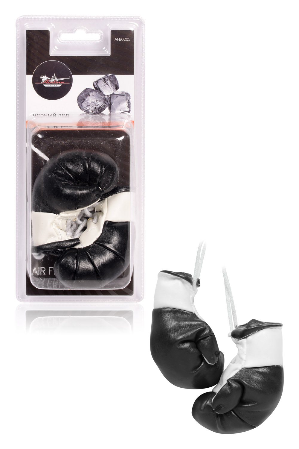 Ароматизатор подвесной Боксерские перчатки черный лед - AIRLINE AFB0205