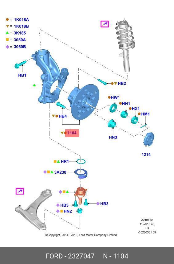 Ступица переднего колеса - Ford 2327047