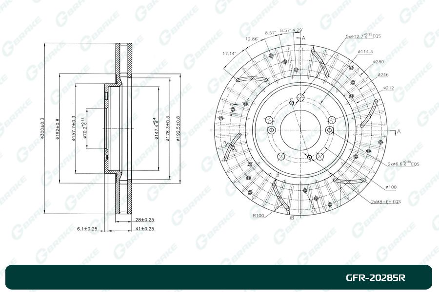 Диск тормозной перфорированный вентилируемый g-brake gfr-20285r правый - G-brake GFR20285R
